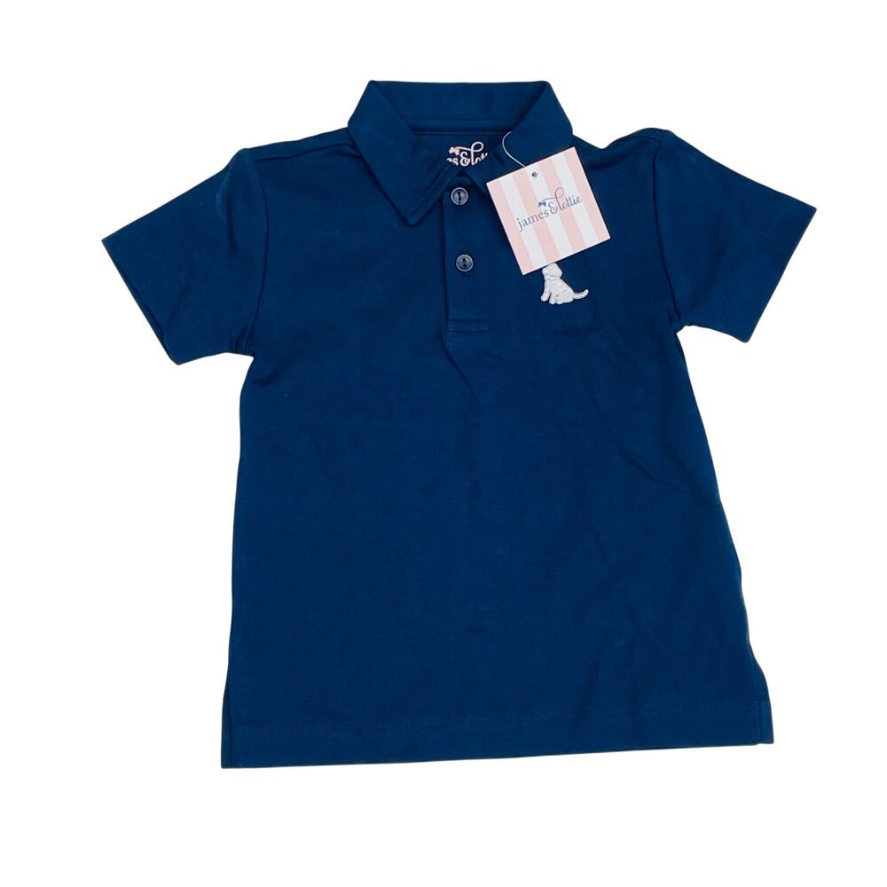 NWT James & Lottie 12M Navy Polo with White Puppy